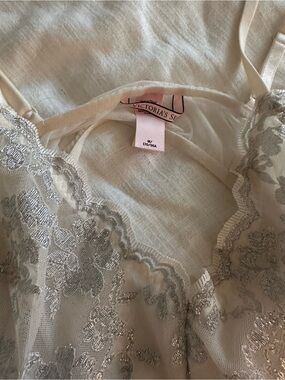 Victoria's Secret Cream Camisole with Silver Floral Lace